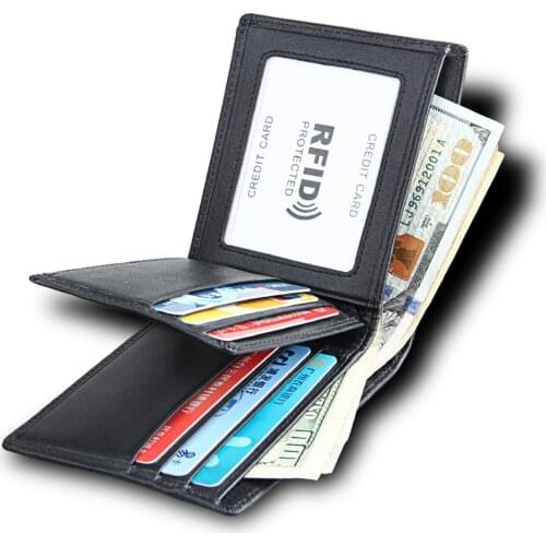 Fathers Day gift RIFD anti-magnetic retro men business wallet genuine leather high quality casual short wallet