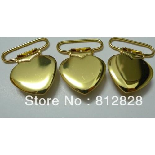 25pcs 1'' 25mm Gold Color Heart Shape Suspender Clips