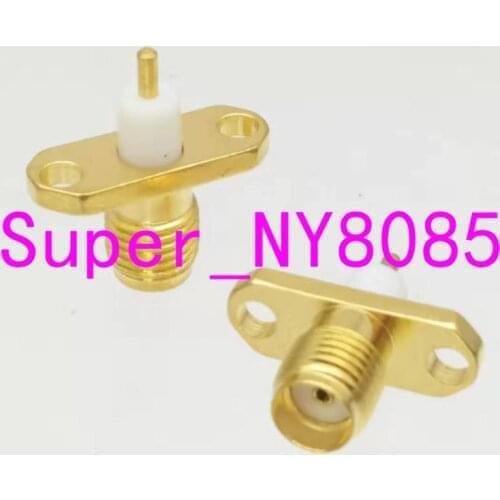 Connector SMA female jack 2-holes flange PTFE solder cup Panel mount