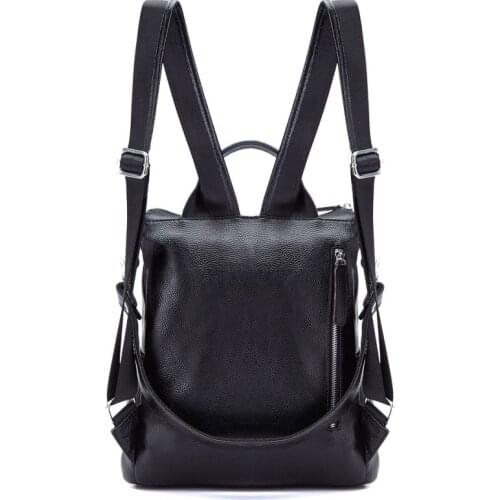 Zipper Genuine New Designer Leather Ladies Backpack Black Women Bag Backpack Female Shoulder Bag Bolsas Mochilas Femininas