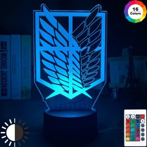 3d Illusion Led Night Light Wings of Liberty 7 Colors Changing Nightlight for Kids Room Decor Table Lamp Attack on Titan Gift