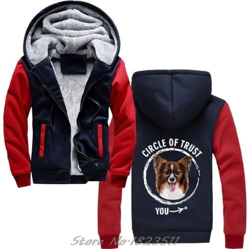 Men thick Hoody Print Funny hoodie Cool Sweatshirt Circle Of Trust Papillion Gift For Dog Lover hoody Jacket Tops Harajuku