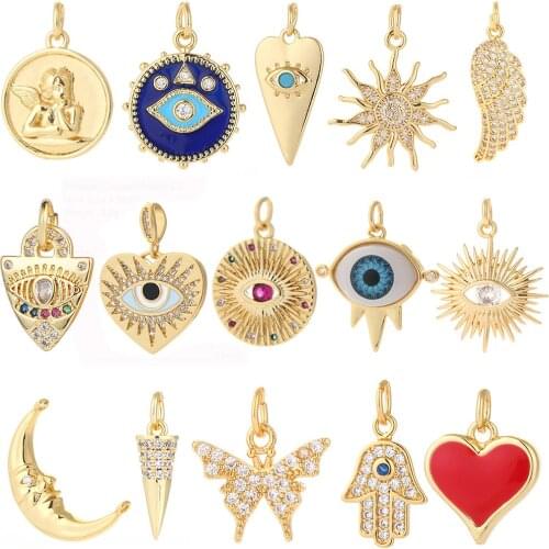 Pop Art Charms for Bracelet Necklace Making Supplies Colorful Cute Charm Bead Connectors Designer Charms Heart Letter Copper Diy