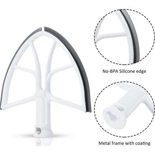1Pcs Flex Edge Beater Flat Beater Paddle With Silicone Edges Spare Replacement Parts For KitchenAid 6 QT Bowl Lift Stand Mixer