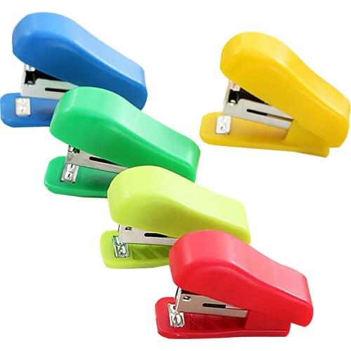 1pc random plastic color students office stationery portable stapler pretty Mini small solid without stapler for No. 10 staples