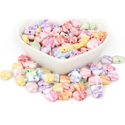 100pcs/lot Mixed Elephant Acrylic Bead Charm Loose Spacer Beads For Jewelry Making DIY Needlework Bracelet Accessories