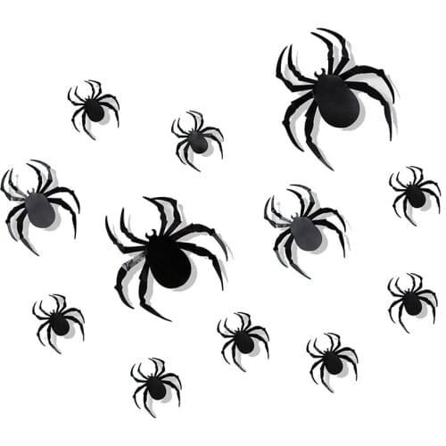 12Pcs Spider Stickers 3D Halloween Wall Stickers Terror Party Diy Decoration Pvc Stickers Kid Room Halloween Decoration for Home