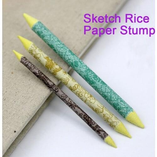 3pcs Color Paper Blending Smudge Sketch Paper Stump Stick Set Double Head Durable Art Sketch Drawing Charcoal Tool Art Suppliers