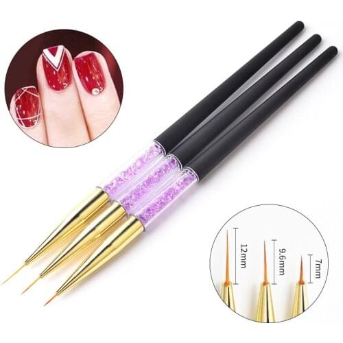 3 Pcs Nail Art Acrylic Liner Painting Brush French Lines Stripes Grid Pattern Drawing Pen 3D DIY Tips Manicure Tools