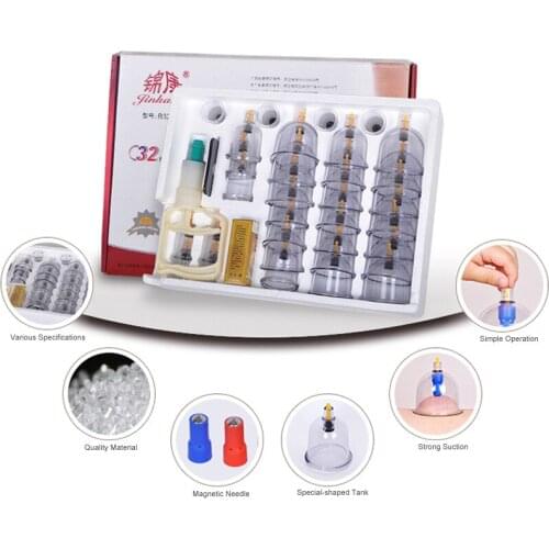 32PCS Vacuum Cupping Apparatus Home Set Suction Pump Magnetic Therapy Massage Cups Thicken Cupping Cup Health Care Body Massager