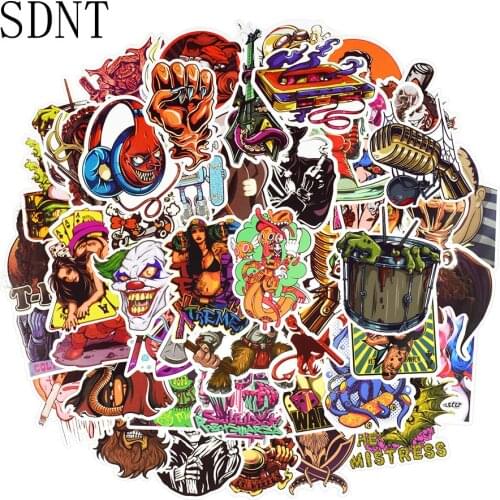 50 PCS Dark Horror Sticker Cool Skeleton Graffiti Rock Punk Waterproof Sticker for Adult DIY Skateboard Guitar Helmet Laptop Car