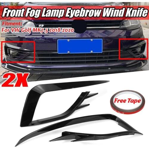 ABS Black/Carbon Fiber Look Car Front Fog Lamp Eyebrow Wind Knife For VW For Golf MK7.5 2018-2020 Fog Light Eyebrow Eyelid Cover