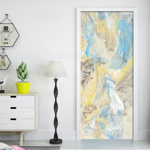 Abstract Brush Visual Decoration Home Decoration Door Stickers Living Room Bedroom Door Decals Waterproof Self-Adhesive Door
