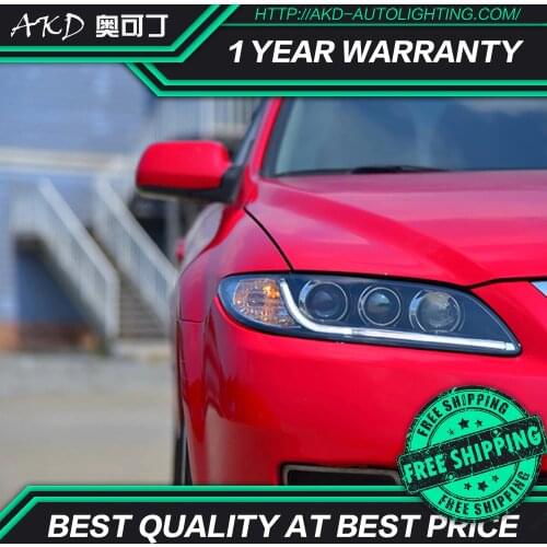 AKD tuning cars Headlight For Mazda 6 2004-2015 Headlights LED DRL Running lights Bi-Xenon Beam Fog lights angel eyes Auto level
