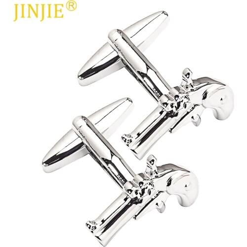 White Revolver Gun Shape Glossy Cufflinks Plain Metal Cuff Nails Mens French Shirt Real Men Cufflinks Wholesale Jewelry