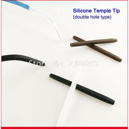 Free Shipping DT003 Soft Silicone Anti Slip Eyeglasses Glasses Temple Tips Accessories Optical Frame Temples Double Square hole