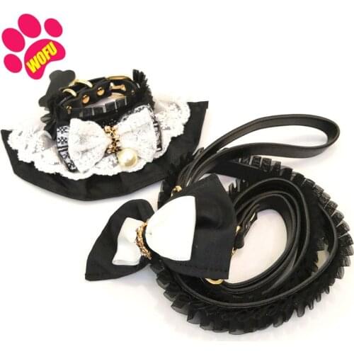 WOFUWOFU Lolita Dog Leash，Designer Dog Collar Luxury，Used For Wedding Dog，Leash Length 130cm