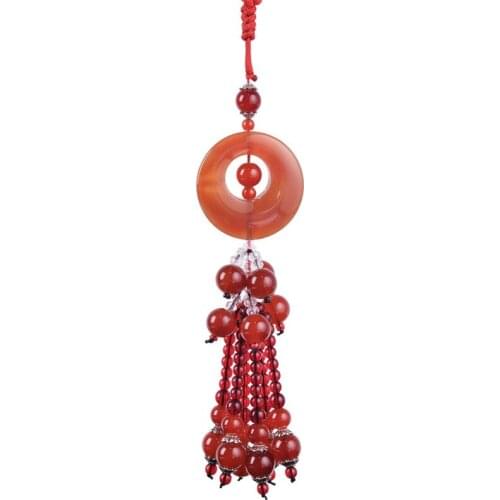 FYSL Silver Plated Round Hollow Many Colors Agates Pendant with Beads Tassels Classic Style Jewelry