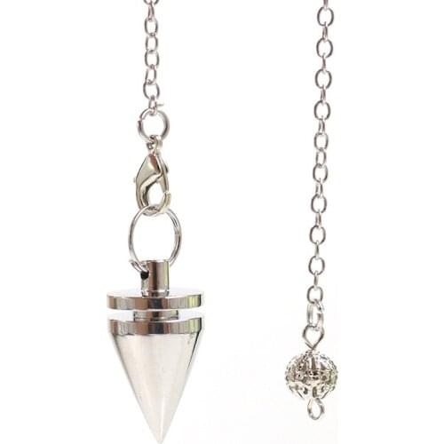 FYSL Silver Plated Cone Shape Gravity Concentration Pendulum for Dowsing Pendant Link Chain Metal Jewelry