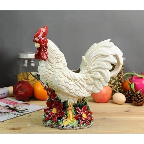 ARTIFICIAL CHICKEN VASE CERAMIC ANIMAL ORNAMENT LIVING ROOM DECORATION