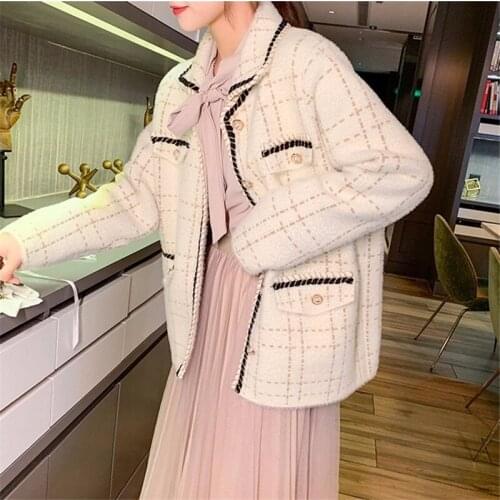 2021 mink fleece cardigan Autumn and winter new style knit sweater coat women loose Korean fashion foreign