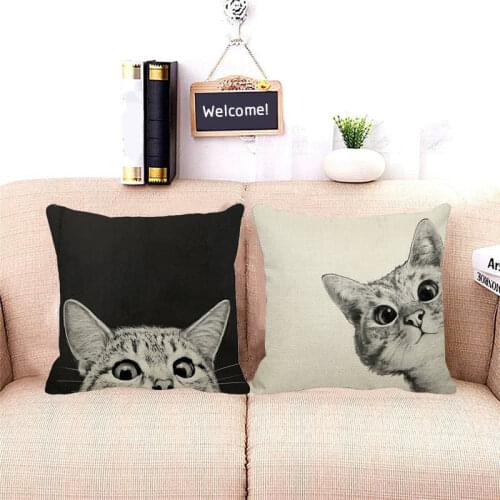 XUNYU Cat Cushion Cover Animal Painting Art Cats Dog Pattern Pillowcase Home Decoration Throw Pillowcase45x45 cm D0065