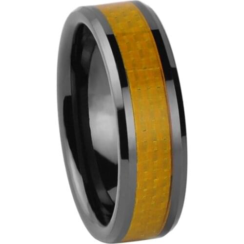 Ceramic Band Inlaid with Orange Carbon Fiber Ring /TURI1001M /US Size10# 12# /15# /16
