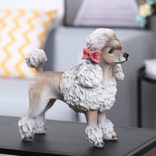 Creative Poodle Bulldog Dalmatian Dog Statue Figurine Resin Sculpture Home Office Bar Store Decoration Ornament Crafts Gift