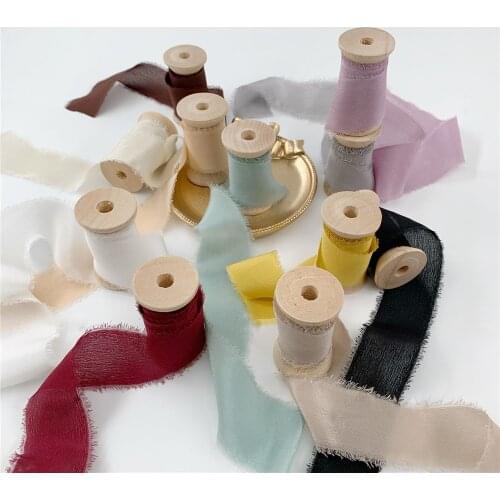 Ins style Real 100% Pure Silk Ribbon By Woodenspools Frayed Edged Ribbon Wedding Party Bridal ribbon Invitations card ribbon