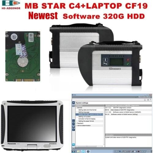 MB STAR C4 for Benz obd Scanner SD Connector C4 and Military notebook cf19 with support SCN coding Software car diagnostic tools