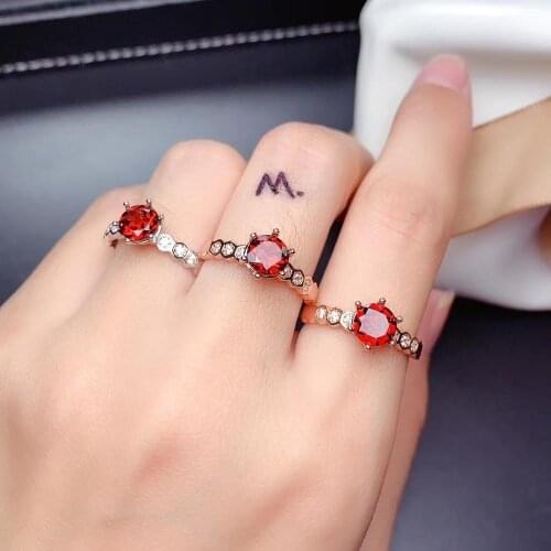 Fashion grace Lovely House Natural red garnet gem ring S925 silver natural gemstone ring girl women party gift fine jewelry