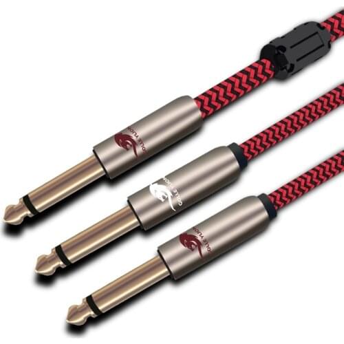 1/4" TS Mono Male to Double 1/4'' Male 6.35mm Jack Audio Cable Mixer Sound Console Guitar Amplifier Splitter Y Line 1m 2m 3m 5m