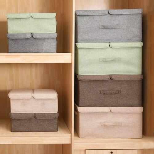 Washable Cotton Linen Clothes Storage Box Underwear Socks Toy Snacks Sundries Bins Organizer Quilt Blanket Case Accessories Item