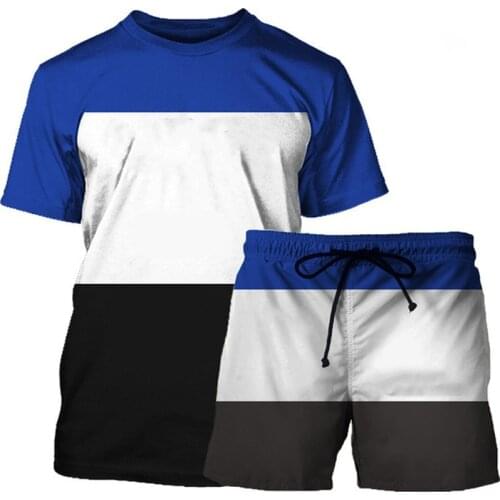 Mens Sportswear 2-piece Short Sleeved T-shirt Top Shorts Suit Streetwear Mens Casual Suits Sports Male Tracksuit Homme