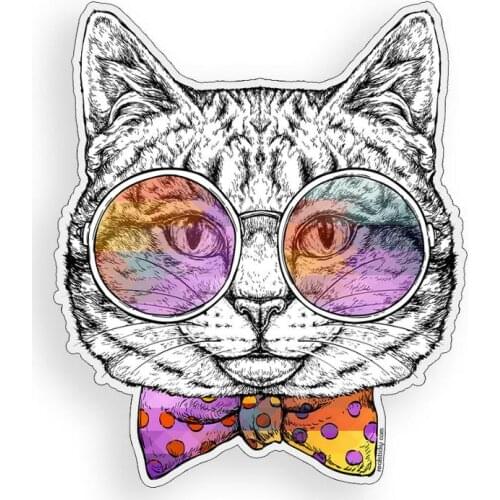 Animal Pet Cat Sticker Bowknot Sunglasses Katie Laptop Cup Cooler Window Bumper Decal