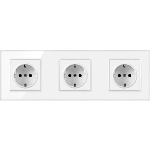 FRON 258*86mm German Standard Crystal Tempered Glass Wall Tomada Parede Socket Enchufe Pared Steckdose Usb Sockets AC100-250V