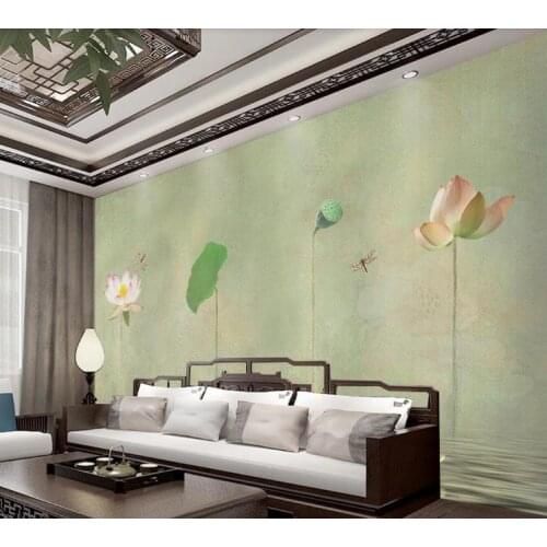 Custom Any Size 3D Mural Wallpaper New Chinese lotus oil painting Photo Wall Painting Living Room Sofa bedroom Decor Wall