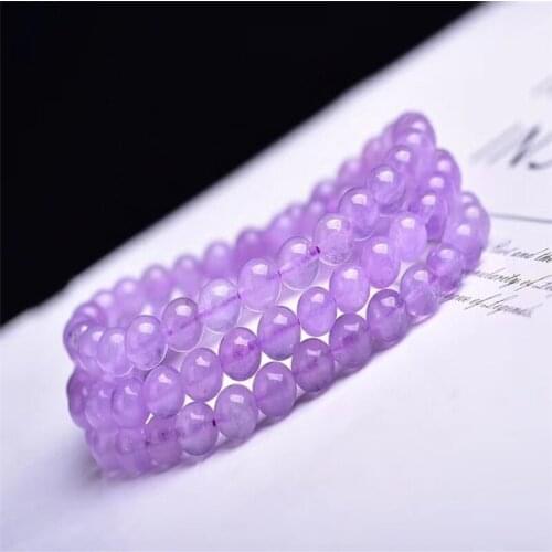 Natural Stone Lavender Amethyst 6mm Purple Multi-Loop Bracelet Healing Gift Fortune Transfer Purple To The East