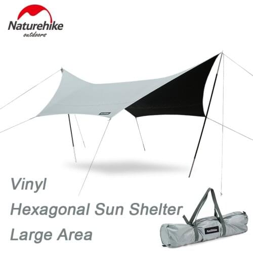 Naturehike Hexagon Canopy 8-10 Person Sunscreen UPF 50+ Vinyl Outdoor Large Camping Awning Waterproof Ultralight Travel Use