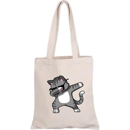 Original Pet Dog Cat Cartoon Canvas Bag Customized Eco Tote Bag Custom Made Shopping Bags Logo Dachshund Shepherd Dog Poodle