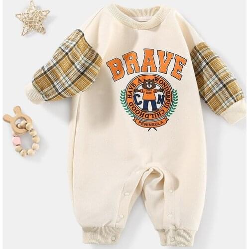 2021 Autumn Newborn Baby Boy Striped Long-sleeved Cartoon Romper