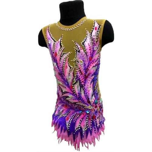 LIUHUO Ice Figure Skating Dress Girls Rhythmic Gymnastics Leotards Women Teens Spandex White Crystals Competition Wholesale