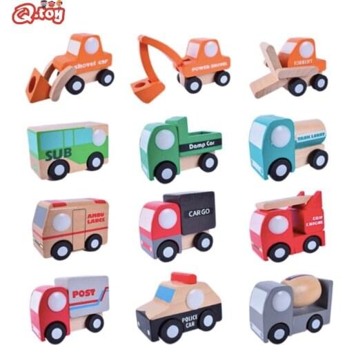 12pcs/lot Wooden mini car Assembly Wooden Disassembly Cartoon Car Kids Child Toys Model Vehicle Set Classic Construction Set