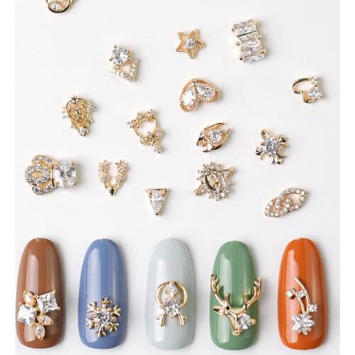 2 pieces water drop Crystal Dangle Chain Charms Nail Jewelry Decorations 6 type luxury Zircon Crystal Rhinestones For Nails