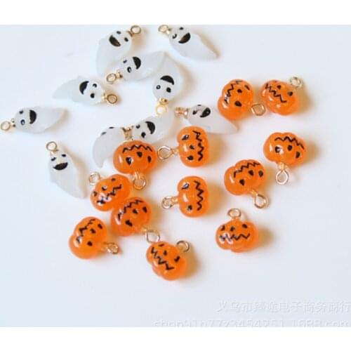 Halloween Charms Resin Cabochons Embellishments Pumpkin Frosted Ghost Necklace Earring Pendant Diy Making Accessories