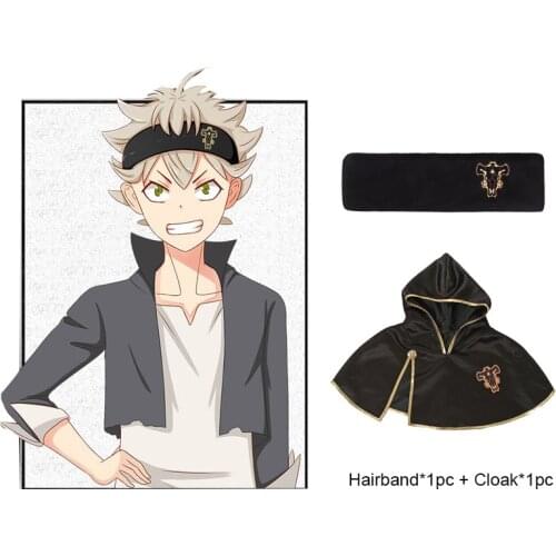 Black Clover Emperor Logo Headband Asta Yuno Head Wear Black Bull Cloak Black Clover Cosplay Costume Asta Cloak