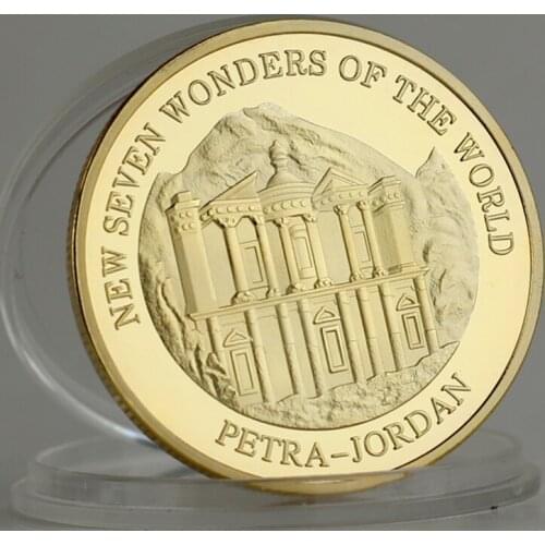 Asian Petra Jordan Gold Plated Coin New Seven Wonders of the World Commemorative Coins Model Toy Collectible Gift