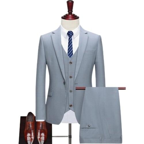 Deluxe men grid wedding casual tuxedo men Britain slim suit 3 men quality business social club suit clothing HOMME/ suit men