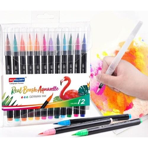 12/24/36 High Quality Color Soft Nib Watercolor Pen Student Painting Washable Color Stroke Pens Brush Christmas Gift