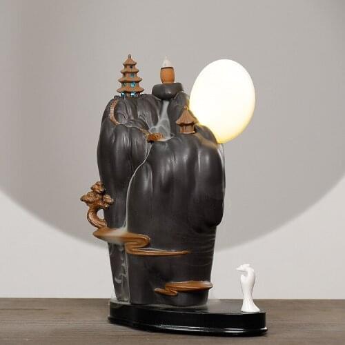 With 10Pcs Incense Cones, The Moon Burner With Led Backflow Incense Burner Holder Censer